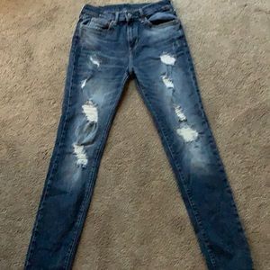 &Denim Dark Blue size 30 Skinny Distressed Jeans